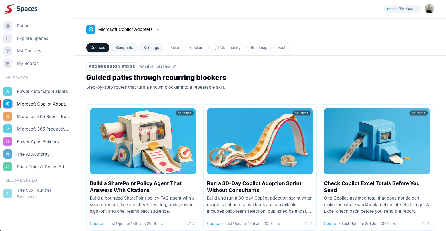 Collab365 Spaces user interface